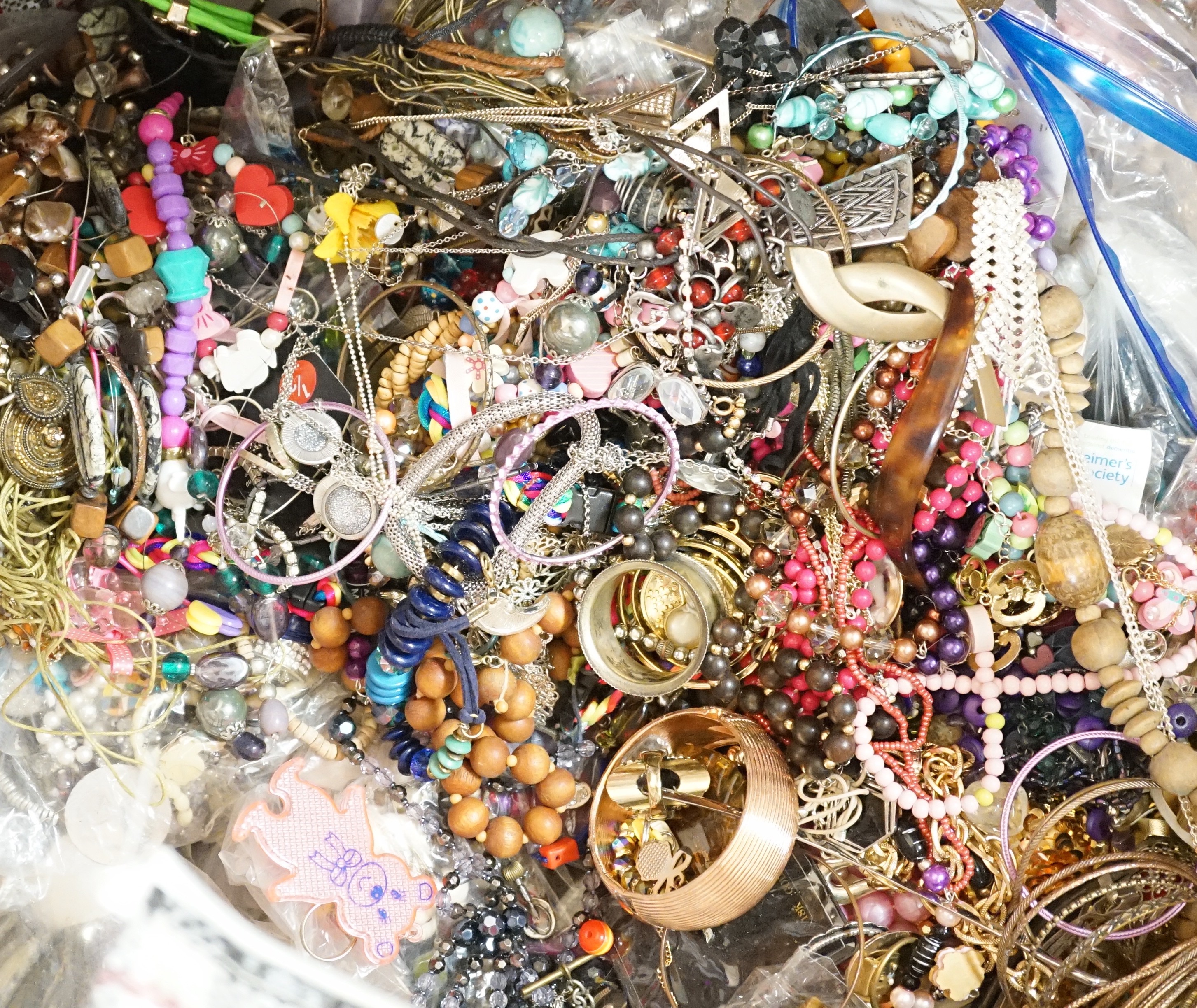 A large quantity of assorted costume jewellery.